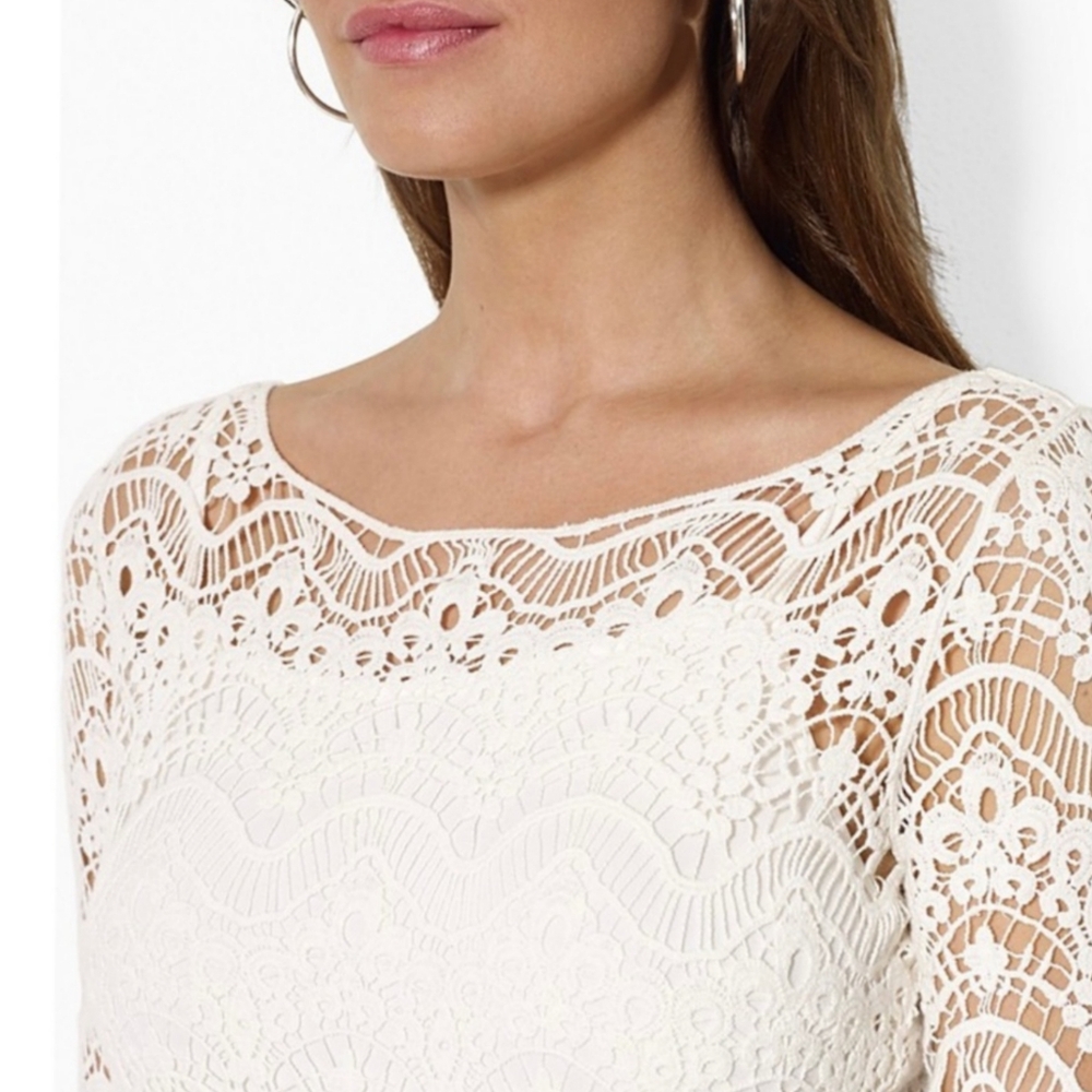 🆕⭐ Lauren Ralph Lauren White Crochet Mini Dress - Picture 7 of 11